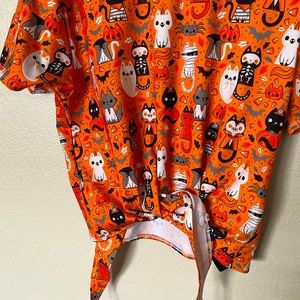 Blackmilk Trick Or Treat Orange crop tie shirt
